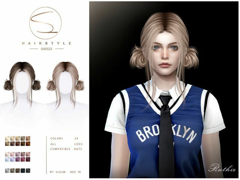 Double BUN Hairstyle For Female Sims 4 1 Double BUN Hairstyle For Female Sims 4 Sims 4 CC