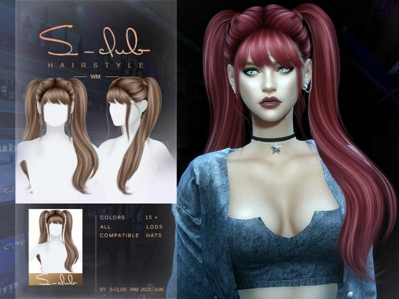 Double Ponytail Hairstyle(Harleen) By S-Club 1 Double Ponytail Hairstyle(Harleen) By S-Club Sims 4 CC