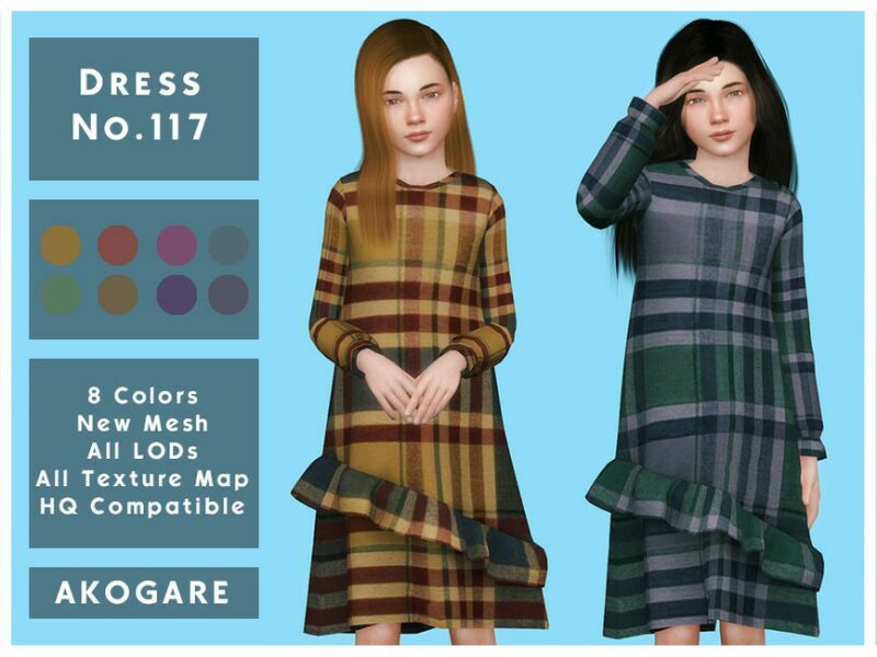 Dress NO.117 By _Akogare_ 1 Dress NO.117 By _Akogare_ Sims 4 CC