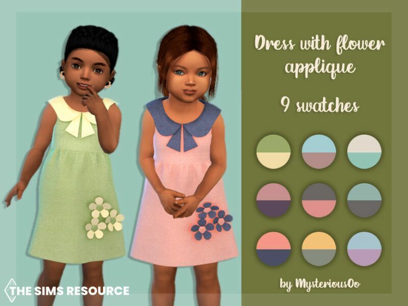 Dress With Flower Applique By Mysteriousoo 1 Dress With Flower Applique By Mysteriousoo Sims 4 CC