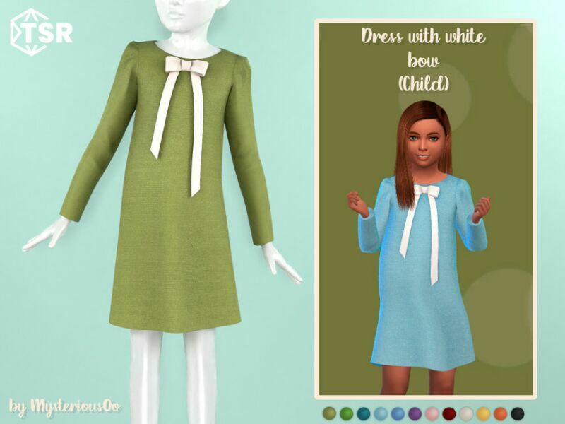 Dress With White BOW Child By Mysteriousoo 1 Dress With White BOW Child By Mysteriousoo Sims 4 CC