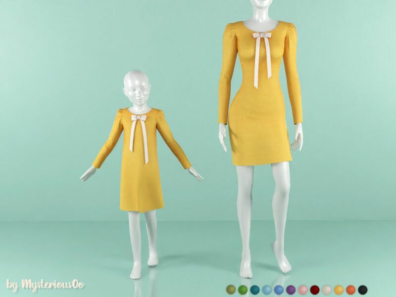 Dress With White BOW Child By Mysteriousoo 2 sims 4 cc dress with white bow child by mysteriousoo 2
