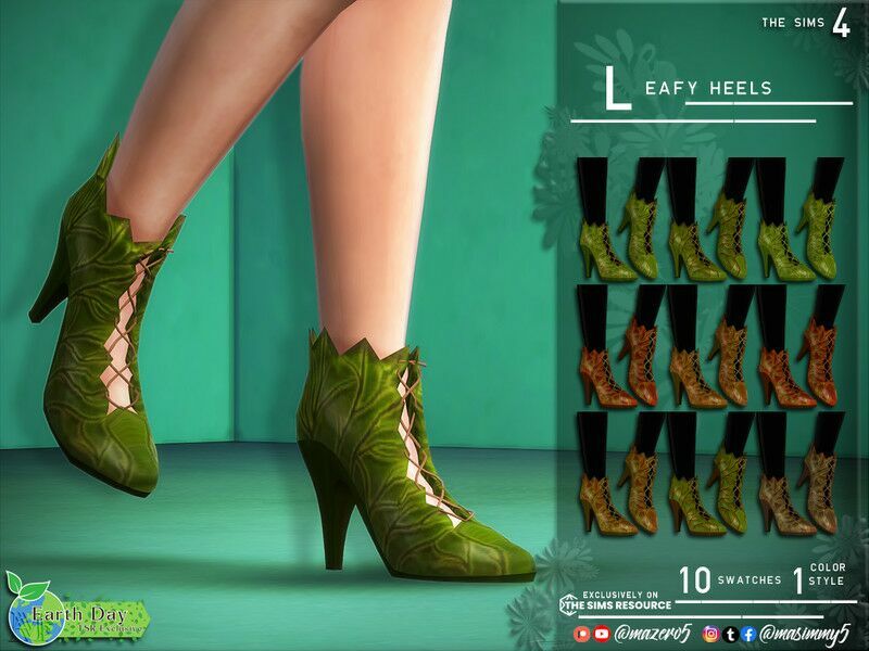 Earth DAY Leafy Heels By Mazero5 1 Earth DAY Leafy Heels By Mazero5 Sims 4 CC