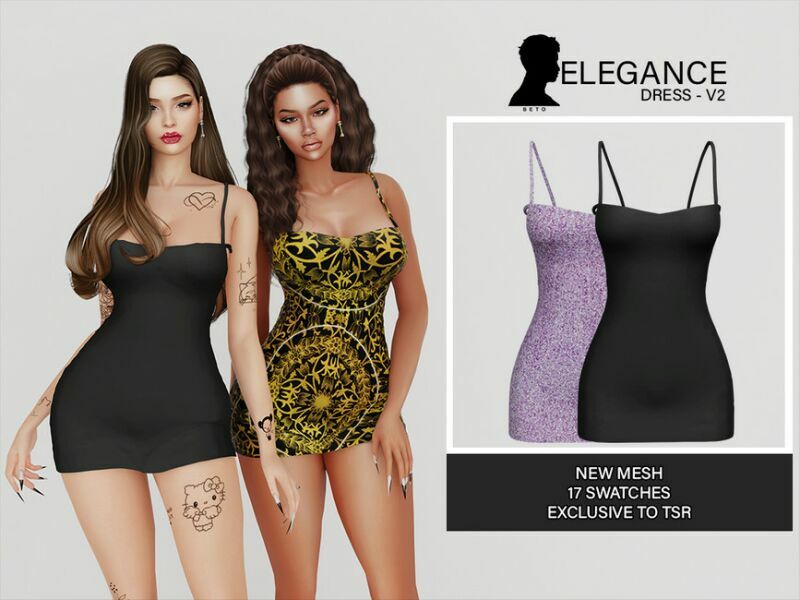 Elegance (Dress V2) 1 Elegance (Dress V2) Sims 4 CC