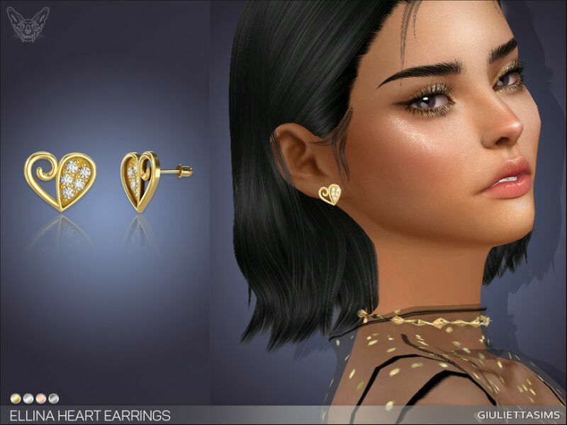 Ellina Heart Earrings By Feyona 1 Ellina Heart Earrings By Feyona Sims 4 CC