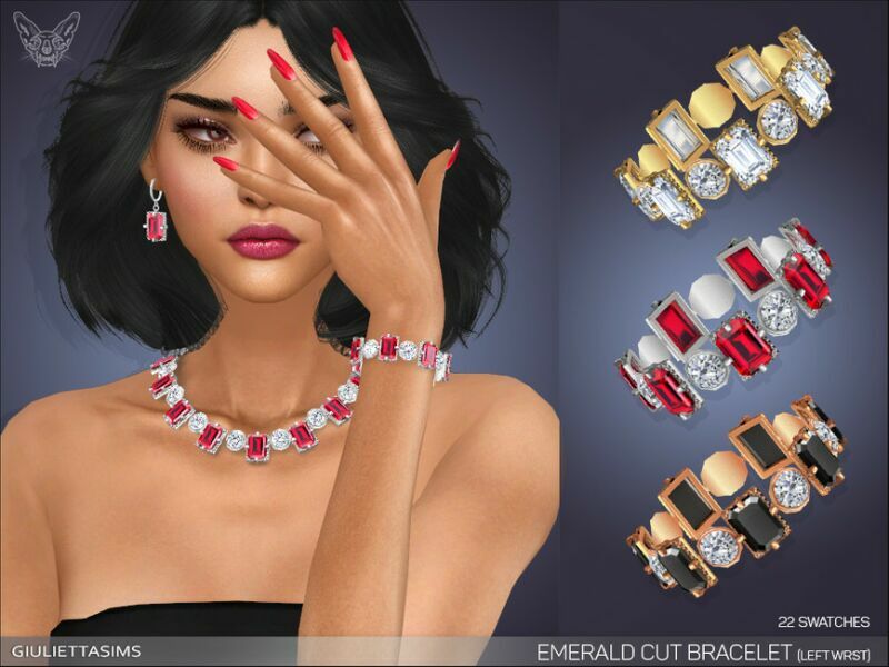 Emerald CUT Bracelet For Left Wrist By Feyona 1 Emerald CUT Bracelet For Left Wrist By Feyona Sims 4 CC