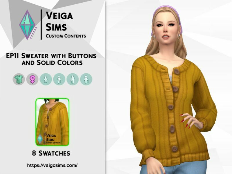 EP11 Sweater With Buttons And Solid Colors 1 EP11 Sweater With Buttons And Solid Colors Sims 4 CC