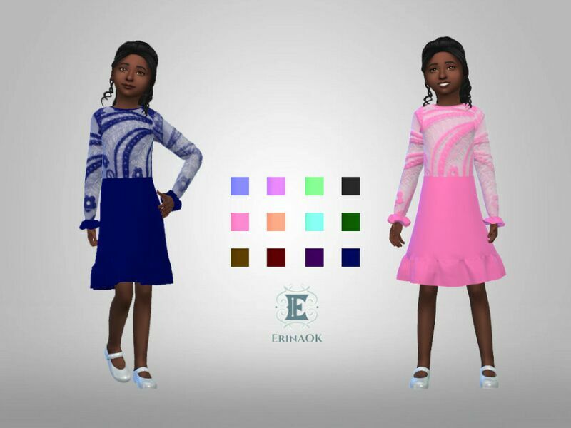 Erinaok Girl’S Dress 0301 By Erinaok 1 Erinaok Girl’S Dress 0301 By Erinaok Sims 4 CC