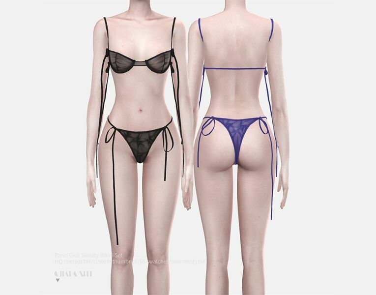 Fanci Club Sweaty Bikini SET By Charonlee 1 Fanci Club Sweaty Bikini SET By Charonlee Sims 4 CC