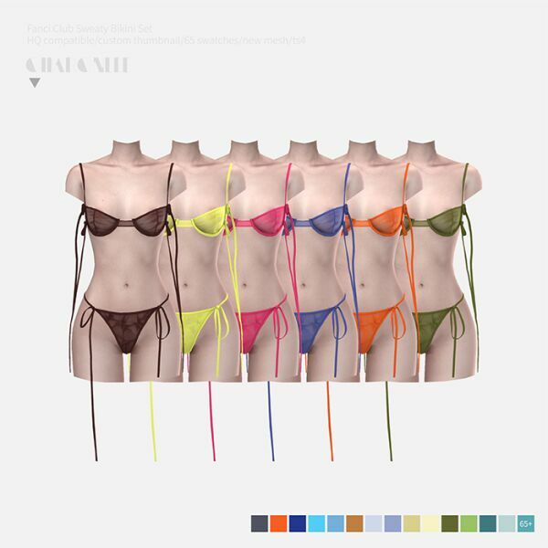 Fanci Club Sweaty Bikini SET By Charonlee 2 sims 4 cc fanci club sweaty bikini set by charonlee 3