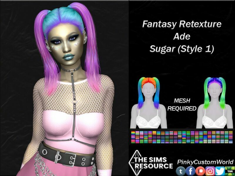 Fantasy Retexture Of Sugar (Style1) Hair By ADE By Pinkycustomworld 1 Fantasy Retexture Of Sugar (Style1) Hair By ADE By Pinkycustomworld Sims 4 CC
