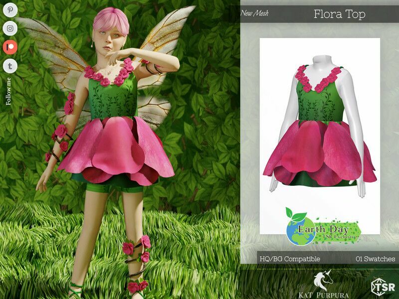 Flora TOP By Katpurpura 1 Flora TOP By Katpurpura Sims 4 CC