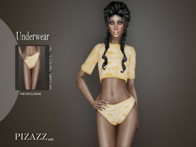 Floral Underwear By Pizazz 1 Floral Underwear By Pizazz Sims 4 CC