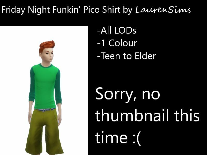 Friday Night Funkin’ Pico Shirt By Laurensims 1 Friday Night Funkin’ Pico Shirt By Laurensims Sims 4 CC