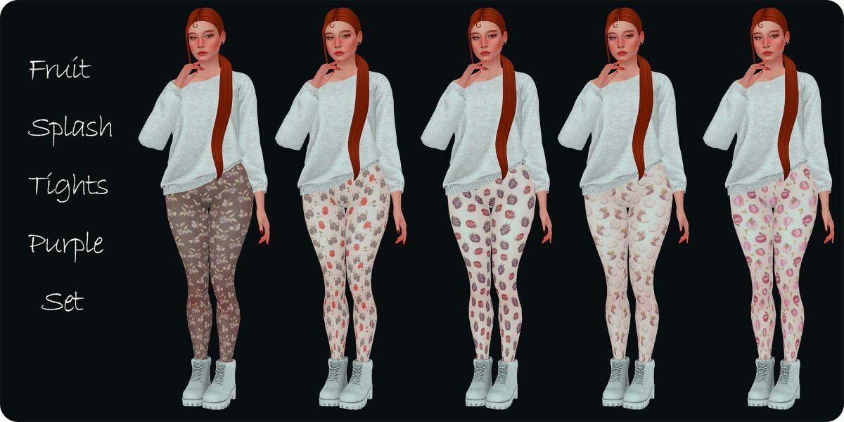 Fruit Splash Tights Purple SET By Moonmoonsim 1 Fruit Splash Tights Purple SET By Moonmoonsim Sims 4 CC