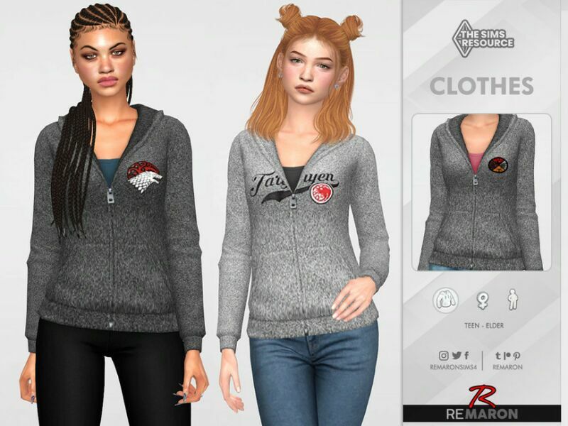 GOT Hoodies 01 For Female By Remaron 1 GOT Hoodies 01 For Female By Remaron Sims 4 CC
