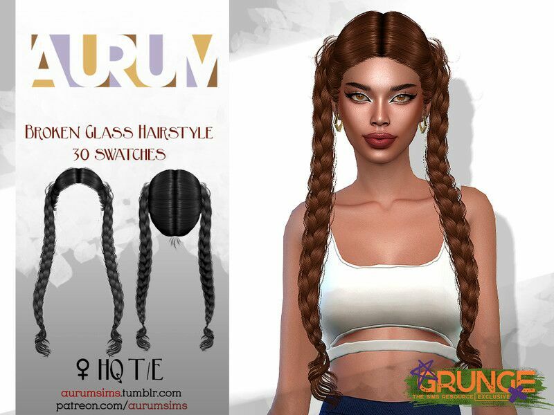 Grunge Collection – Broken Glass Braids By Aurummusik 1 Grunge Collection – Broken Glass Braids By Aurummusik Sims 4 CC