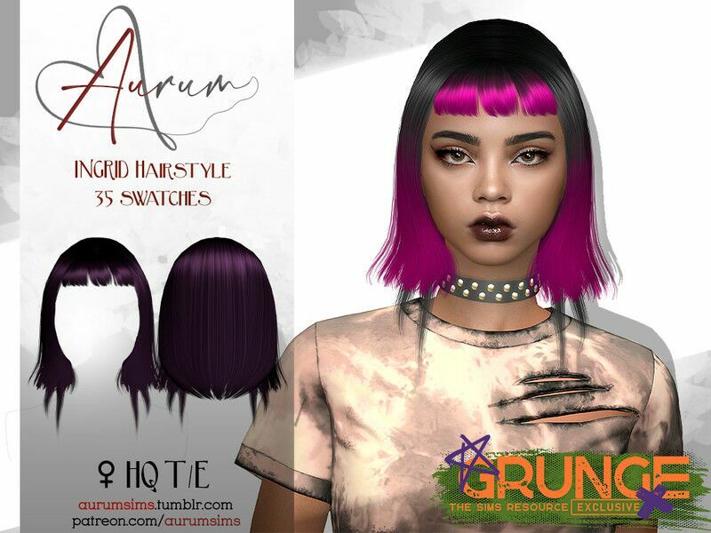 Grunge Collection – Ingrid Hairstyle By Aurummusik 1 Grunge Collection – Ingrid Hairstyle By Aurummusik Sims 4 CC