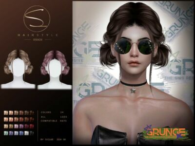 (Grunge) Cute Double Buns Hairstyle 050424 By S-Club Sims 4 CC