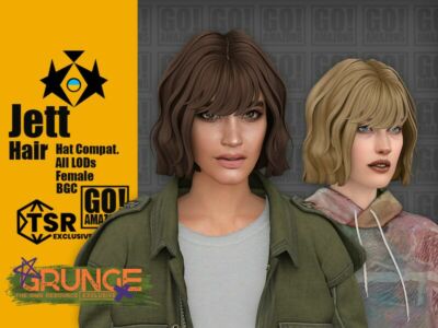(Grunge) Jett Hair By Goamazons Sims 4 CC