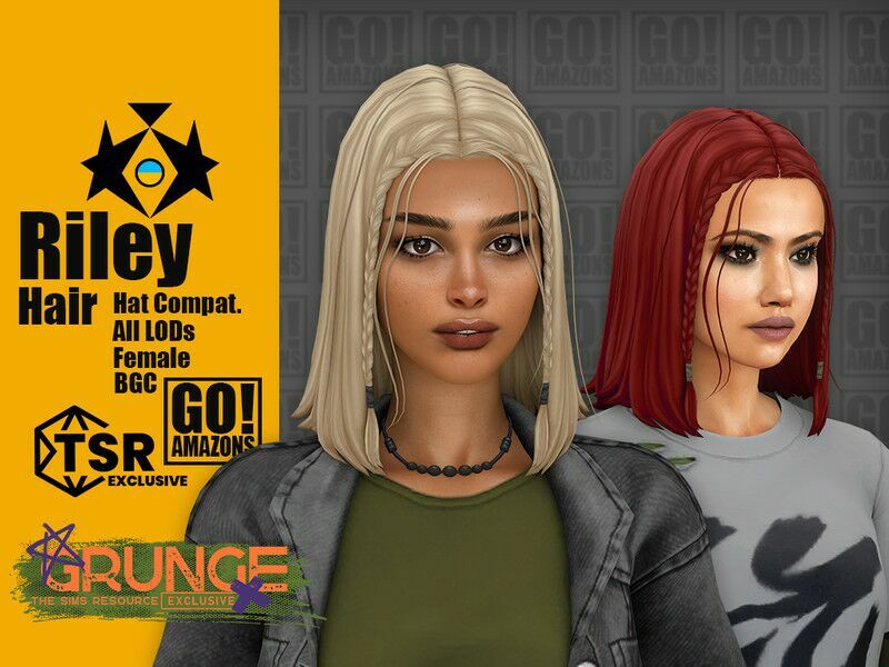 (Grunge) Riley Hair By Goamazons 1 (Grunge) Riley Hair By Goamazons Sims 4 CC