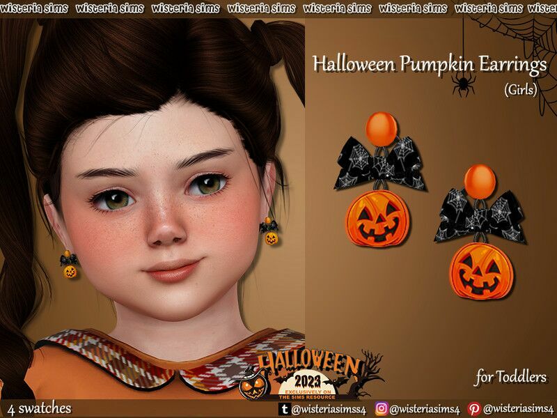Halloween Pumpkin Earrings For Toddlers By Wisteriasims 1 Halloween Pumpkin Earrings For Toddlers By Wisteriasims Sims 4 CC
