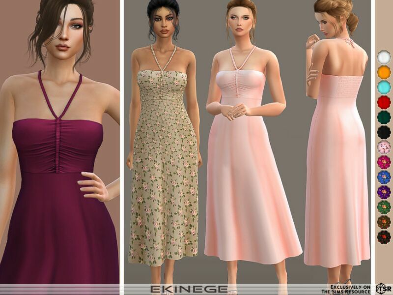 Halterneck Midi Dress By Ekinege 1 Halterneck Midi Dress By Ekinege Sims 4 CC