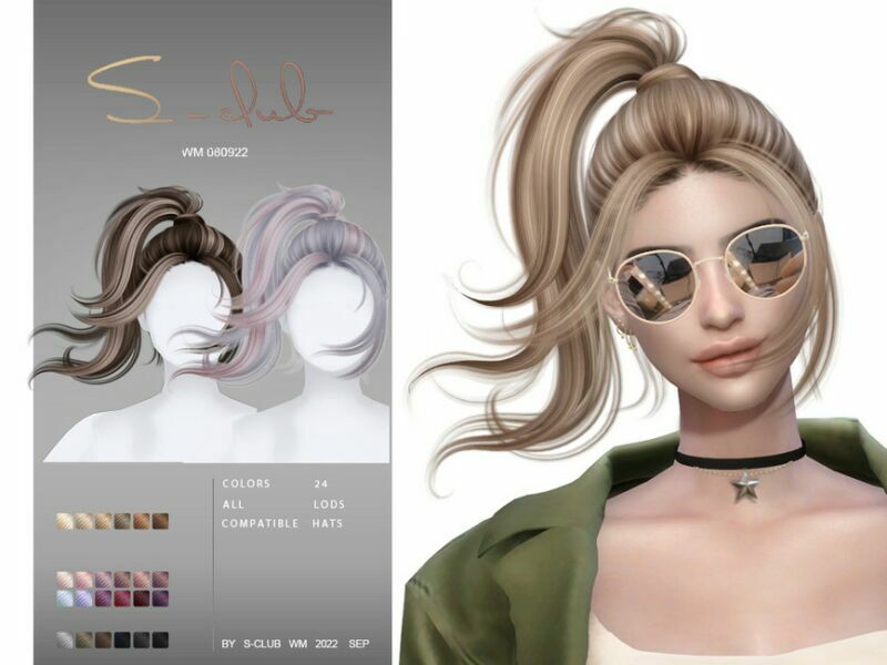 High Ponytail Long Hair(Gigi 080922) By S-Club 1 High Ponytail Long Hair(Gigi 080922) By S-Club Sims 4 CC