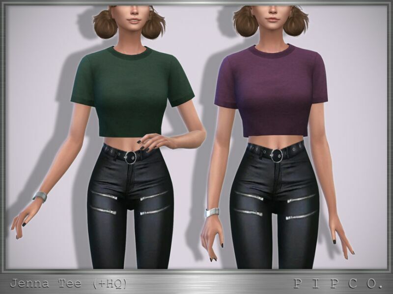 Jenna Cropped TEE. By Pipco 1 Jenna Cropped TEE. By Pipco Sims 4 CC