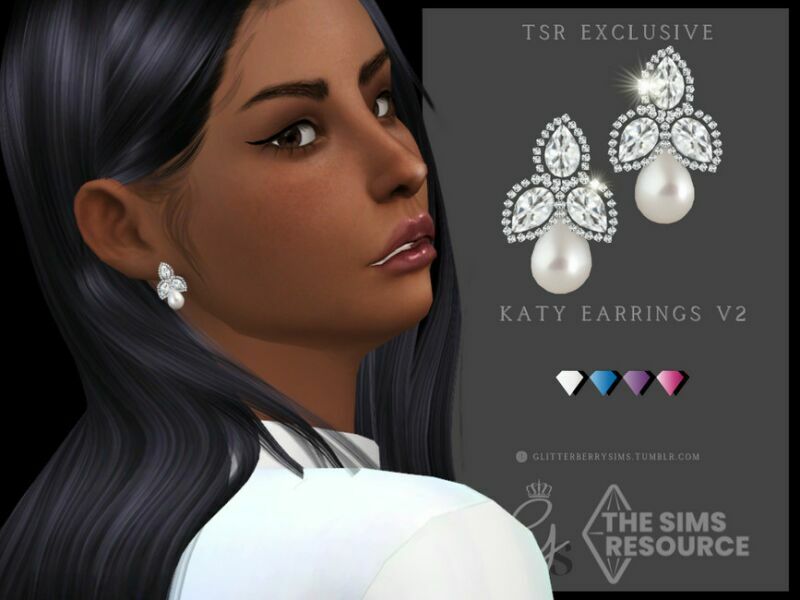 Katy Earrings V2 By Glitterberryfly 1 Katy Earrings V2 By Glitterberryfly Sims 4 CC
