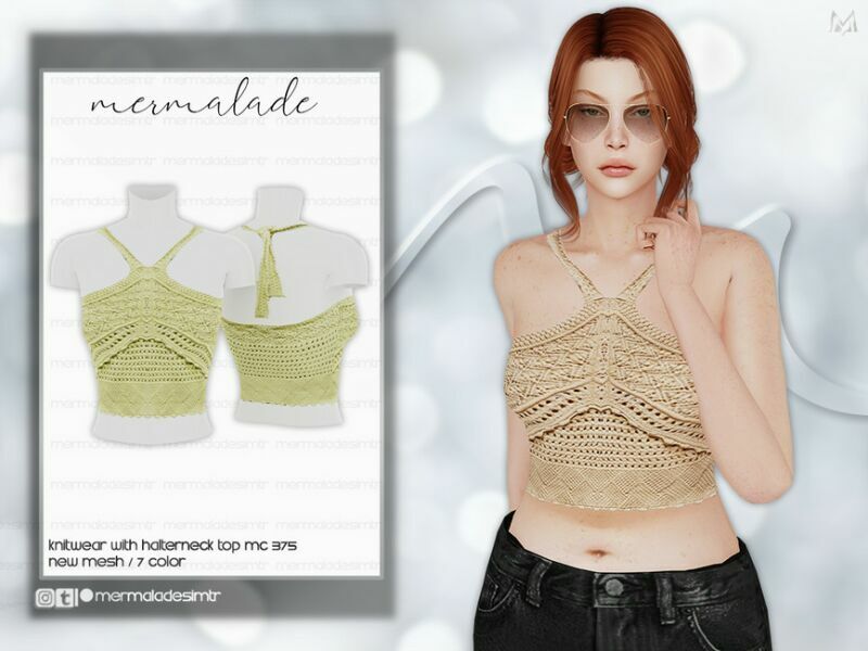 Knitwear With Halter Neck TOP MC375 By Mermaladesimtr 1 Knitwear With Halter Neck TOP MC375 By Mermaladesimtr Sims 4 CC