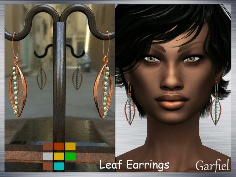 Leaf Earrings By Garfiel 1 Leaf Earrings By Garfiel Sims 4 CC