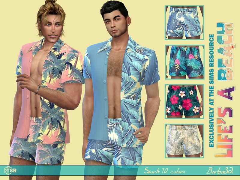 Life'S A Beach – Hawaiian Swimwear 1 Life’S A Beach – Hawaiian Swimwear Sims 4 CC