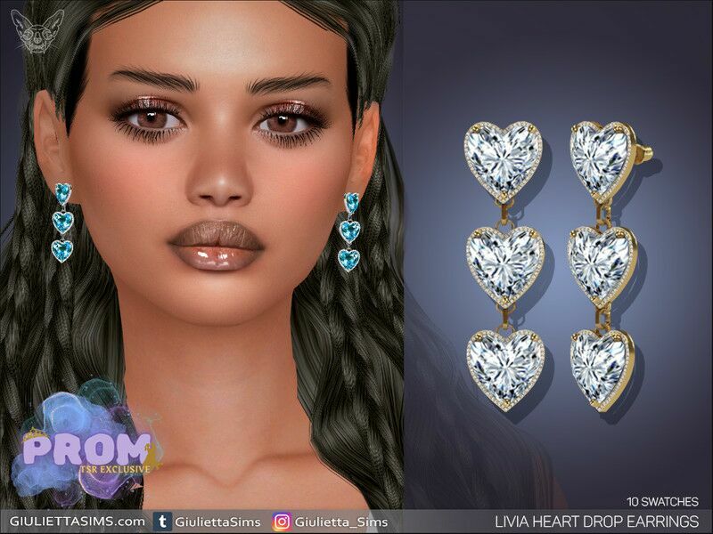 Livia Heart Drop Prom Earrings By Feyona 1 Livia Heart Drop Prom Earrings By Feyona Sims 4 CC
