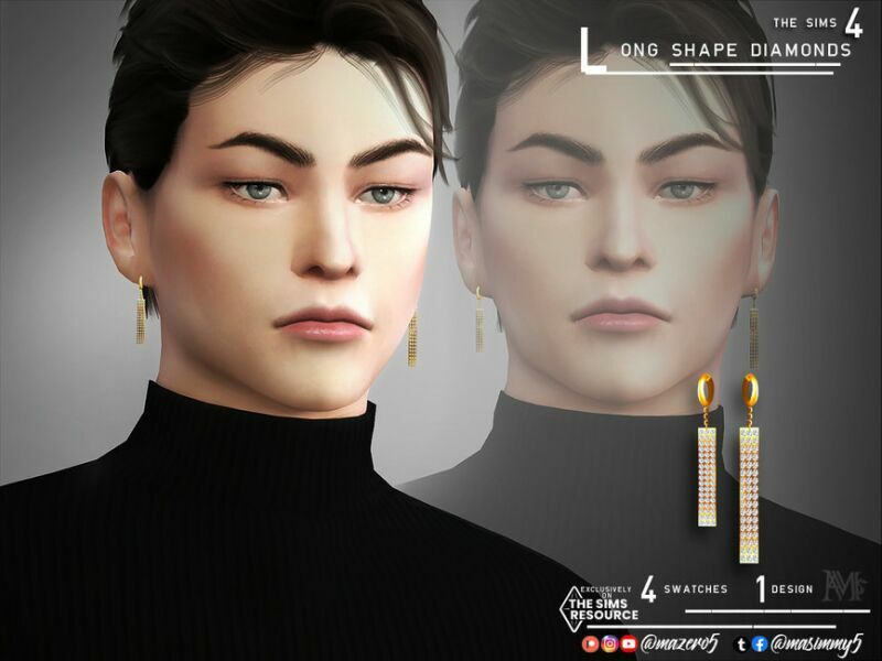 Long Shape Diamonds Earrings By Mazero5 1 Long Shape Diamonds Earrings By Mazero5 Sims 4 CC