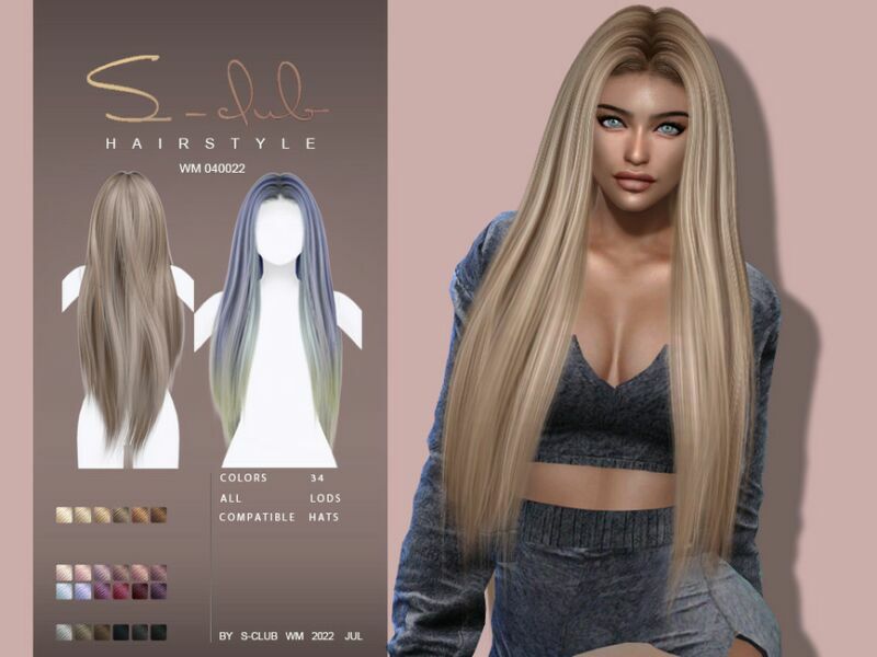 Long Straight Hairstyle Marilou(080822) By S-Club By S-Club 1 Long Straight Hairstyle Marilou(080822) By S-Club By S-Club Sims 4 CC
