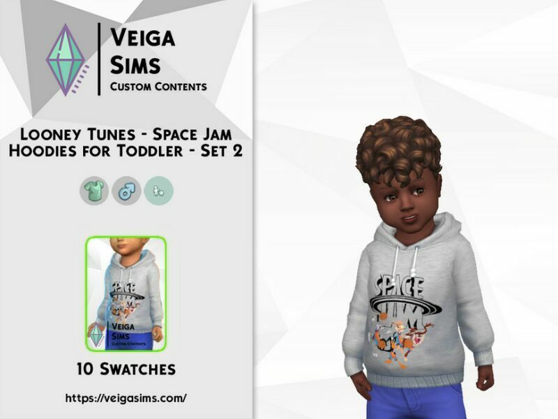 Looney Tunes Space JAM Hoodies For Toddler – SET 2 1 Looney Tunes Space JAM Hoodies For Toddler – SET 2 Sims 4 CC