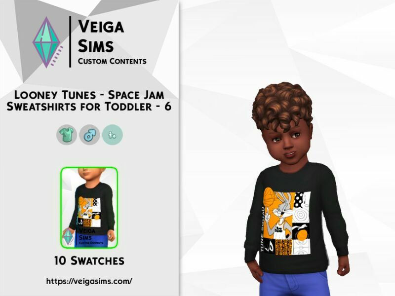 Looney Tunes – Space JAM Sweatshirts For Toddler – SET 6 1 Looney Tunes – Space JAM Sweatshirts For Toddler – SET 6 Sims 4 CC