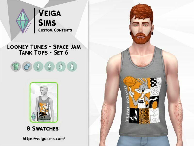 Looney Tunes – Space JAM Tank Tops – SET 6 1 Looney Tunes – Space JAM Tank Tops – SET 6 Sims 4 CC