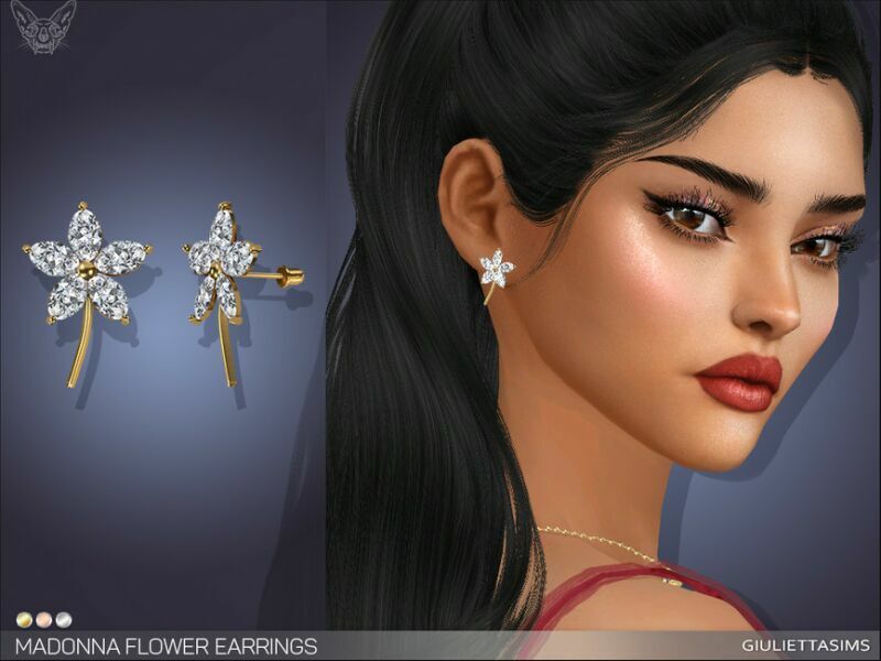 Madonna Flower Earrings By Feyona 1 Madonna Flower Earrings By Feyona Sims 4 CC