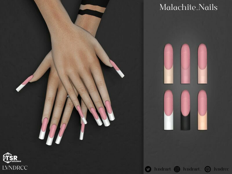 Malachite Nails 1 Malachite Nails Sims 4 CC