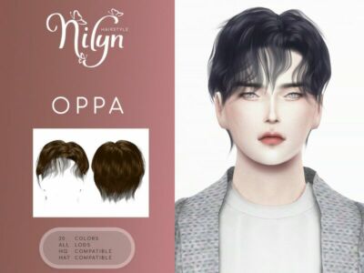 Male Hairstyle – Oppa Hair (NEW Mesh) Sims 4 CC