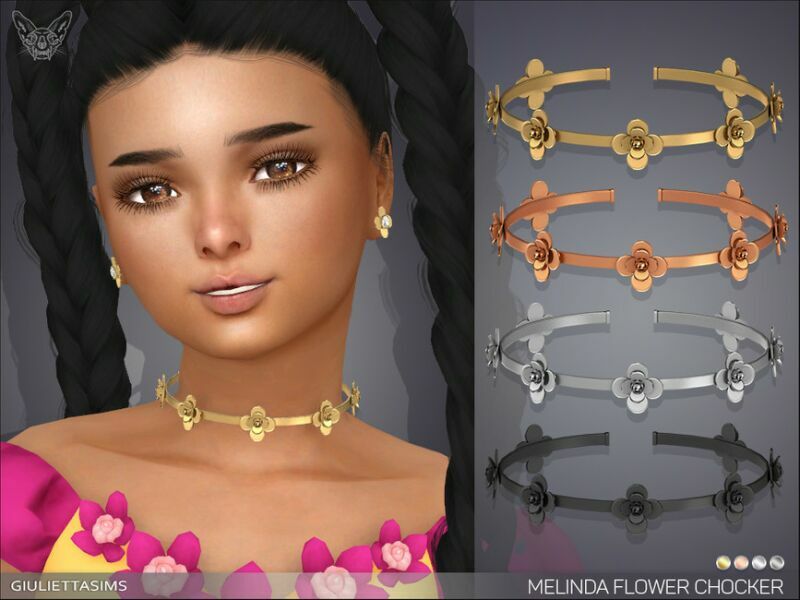 Melinda Flower Choker For Kids By Feyona 1 Melinda Flower Choker For Kids By Feyona Sims 4 CC