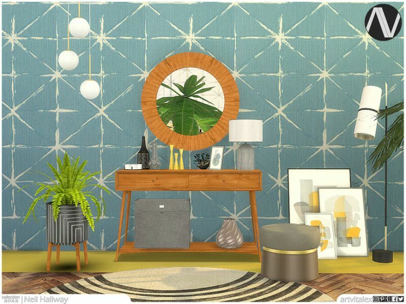 MID Century Modern | Neil Hallway By Artvitalex 1 MID Century Modern | Neil Hallway By Artvitalex Sims 4 CC