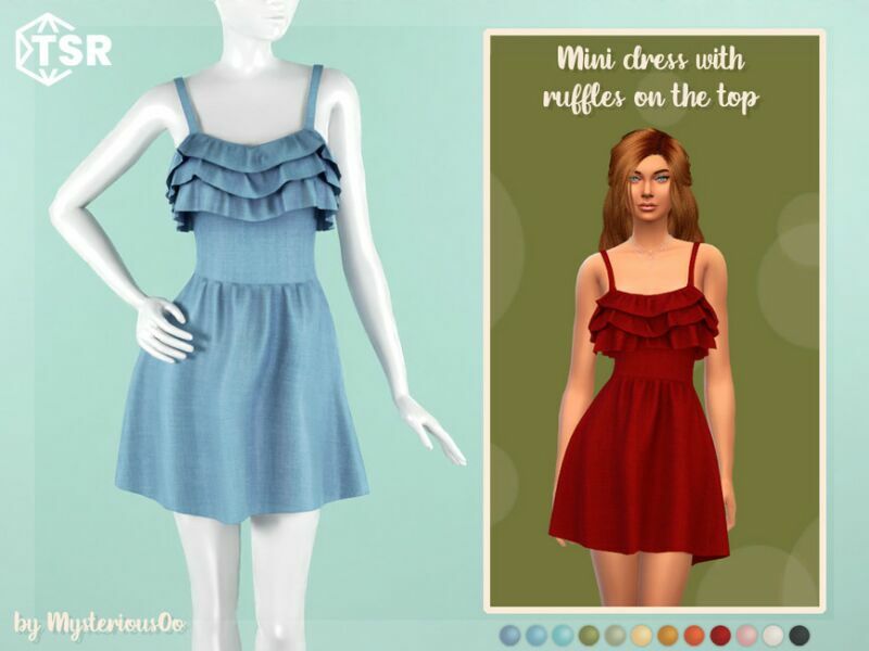 Mini Dress With Ruffles ON The TOP By Mysteriousoo 1 Mini Dress With Ruffles ON The TOP By Mysteriousoo Sims 4 CC