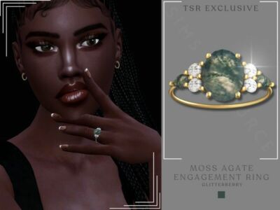 Moss Agate Engagement Ring Sims 4 CC