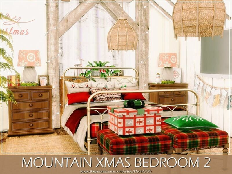 Mountain Xmas Bedroom 2 By Mychqqq 1 Mountain Xmas Bedroom 2 By Mychqqq Sims 4 CC
