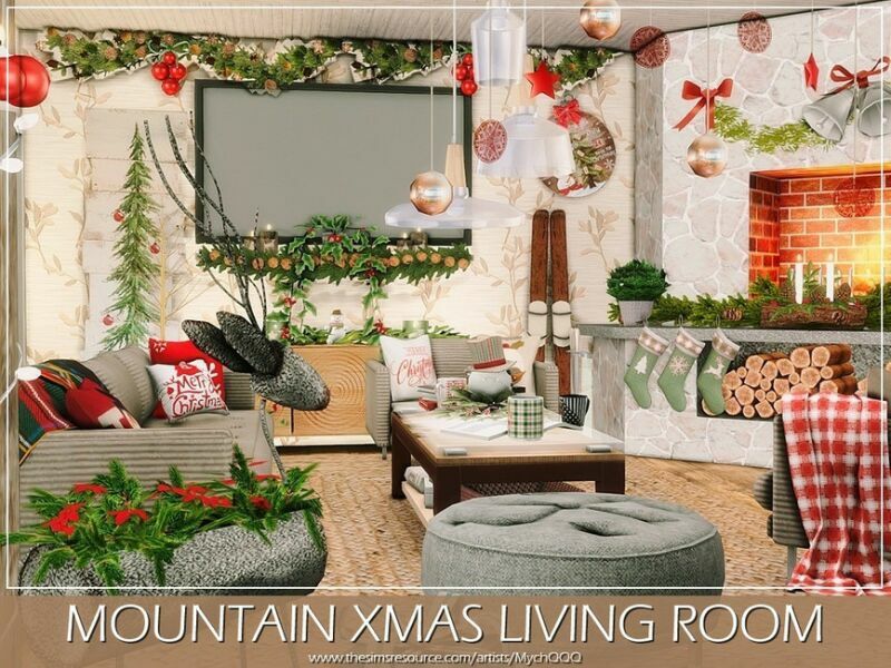 Mountain Xmas Living Room By Mychqqq 1 Mountain Xmas Living Room By Mychqqq Sims 4 CC