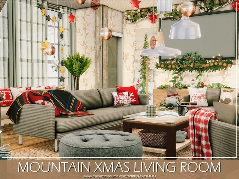 Mountain Xmas Living Room By Mychqqq 7 sims 4 cc mountain xmas living room by mychqqq 2