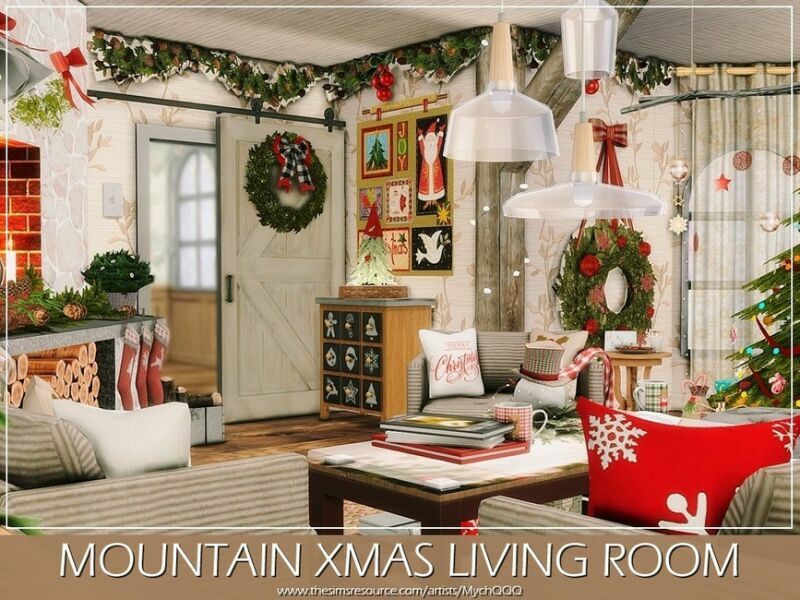 Mountain Xmas Living Room By Mychqqq 5 sims 4 cc mountain xmas living room by mychqqq 4